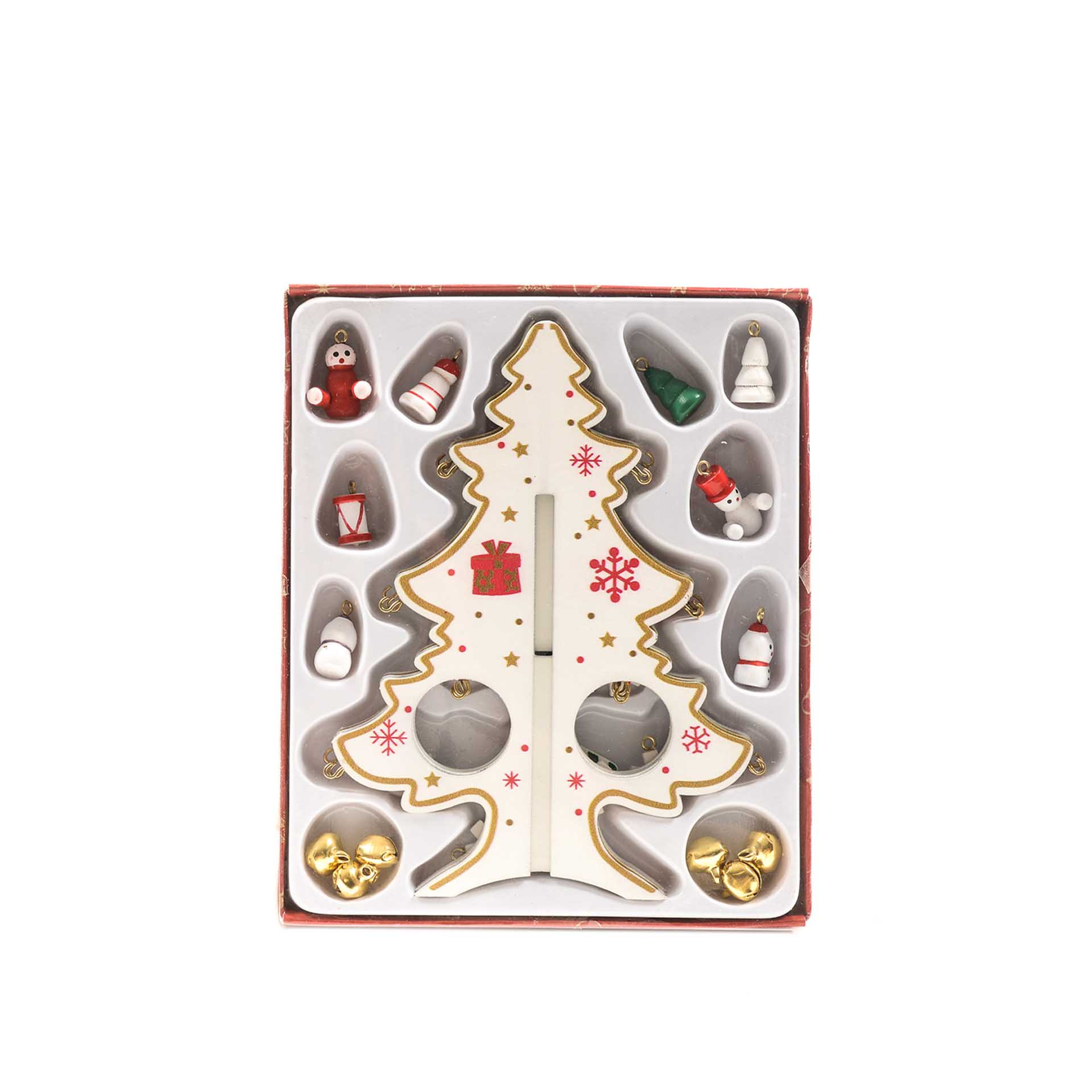 Árvore Natal Madeira com Pendentes 11X11X15cm