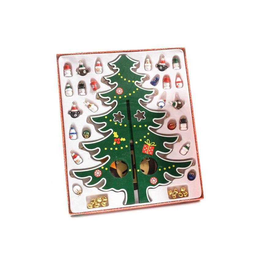 rvore Natal Madeira com Pendentes 23X23X30cm