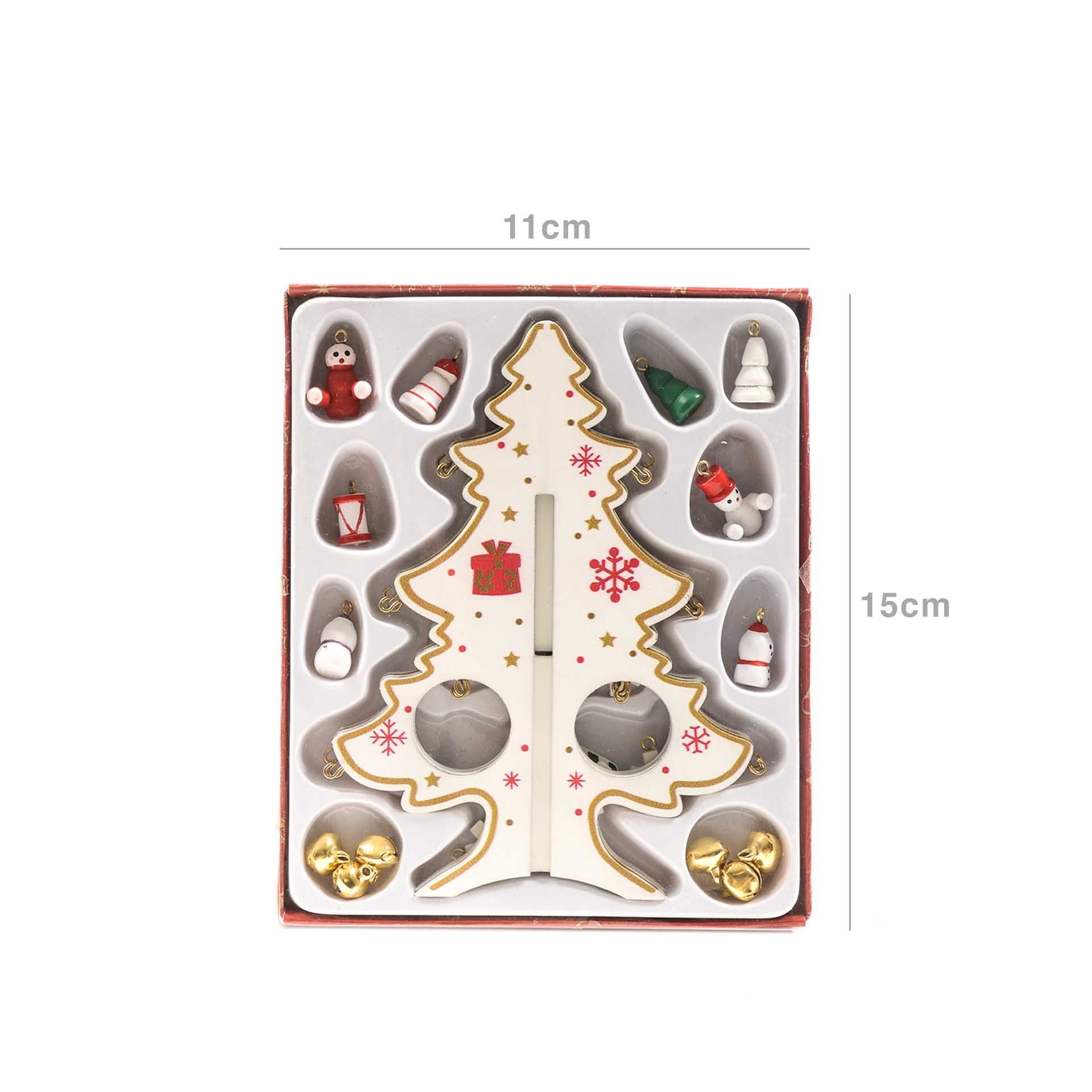 Árvore Natal Madeira com Pendentes 11X11X15cm