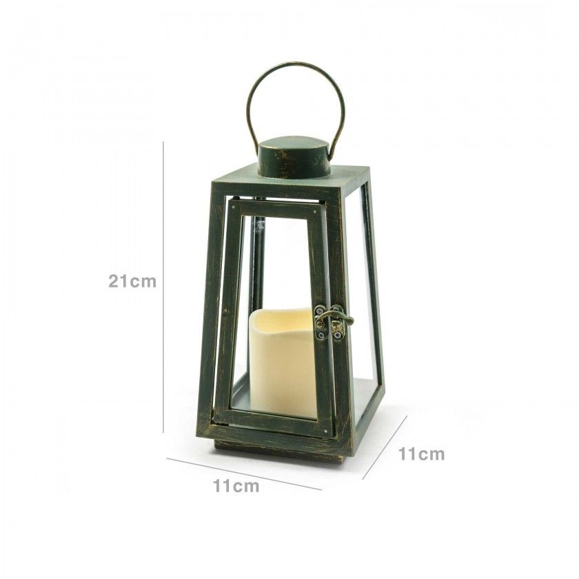 Lanterna Led Verde 11X11X21cm Lanterna Led Verde 11X11X21cm