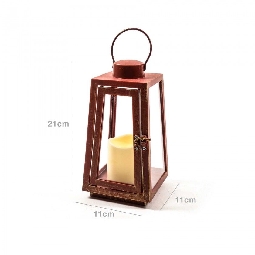 Lanterna Led Vermelho 11X11X21cm Lanterna Led Vermelho 11X11X21cm