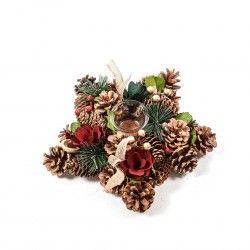 Porta Velas Natal Estrela Verde 26X7cm