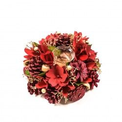 Porta Velas Natal Bola Vermelho 25X11cm