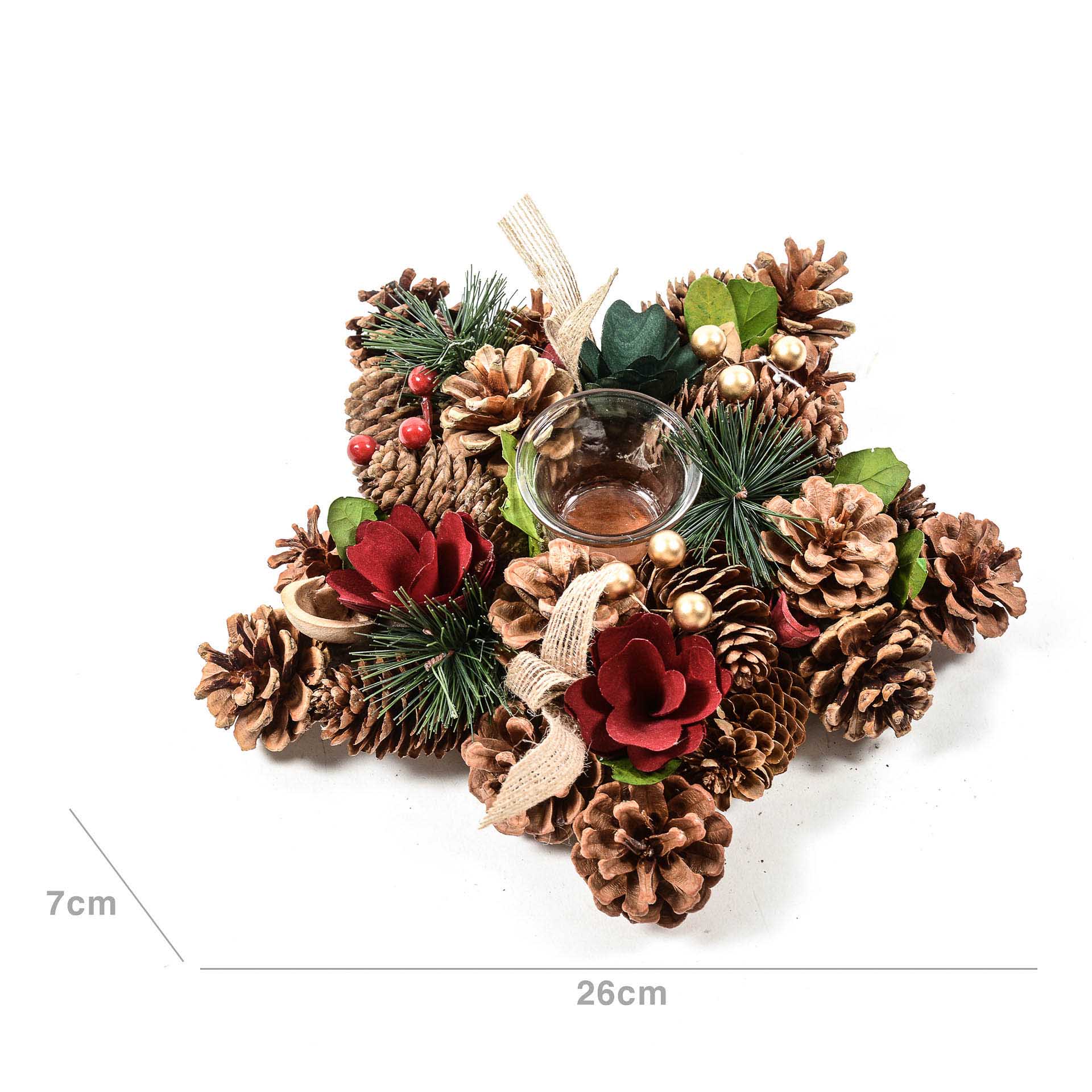 Porta Velas Natal Estrela Verde 26X7cm