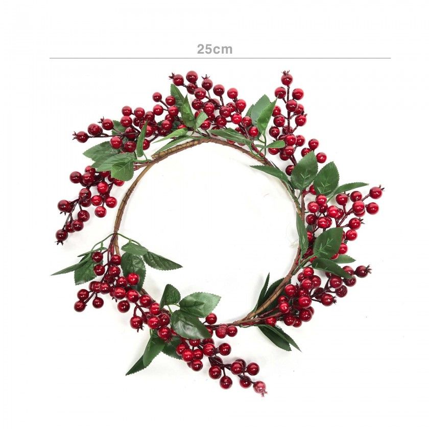 Coroa Natal Azevinho Vermelha 25cm Coroa Natal Azevinho Vermelha 25cm