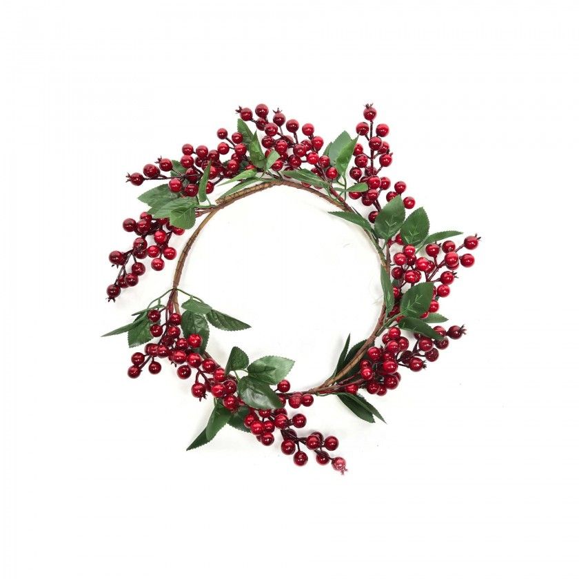 Coroa Natal Azevinho Vermelha 25cm Coroa Natal Azevinho Vermelha 25cm
