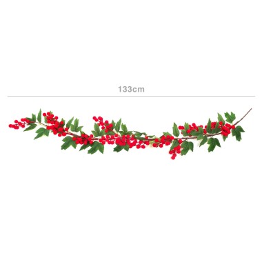 Grinalda Natal Floreado Vermelha 133cm