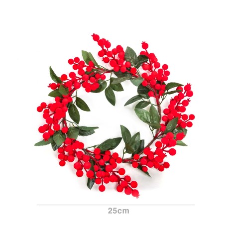 Coroa Natal Floreado Vermelha 25cm - Image product