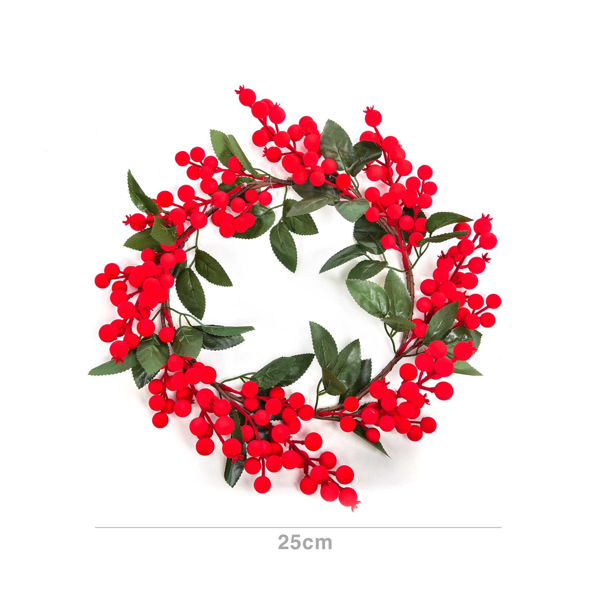 Coroa Natal Floreado Vermelha 25cm