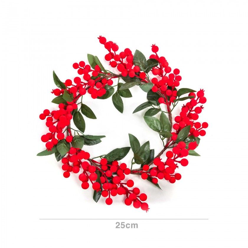Coroa Natal Floreado Vermelha 25cm Coroa Natal Floreado Vermelha 25cm