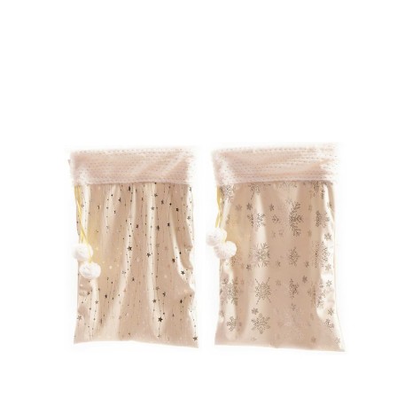 Saco Natal Tecido Ponpon Bege 34X50cm Pack 2 - Image product