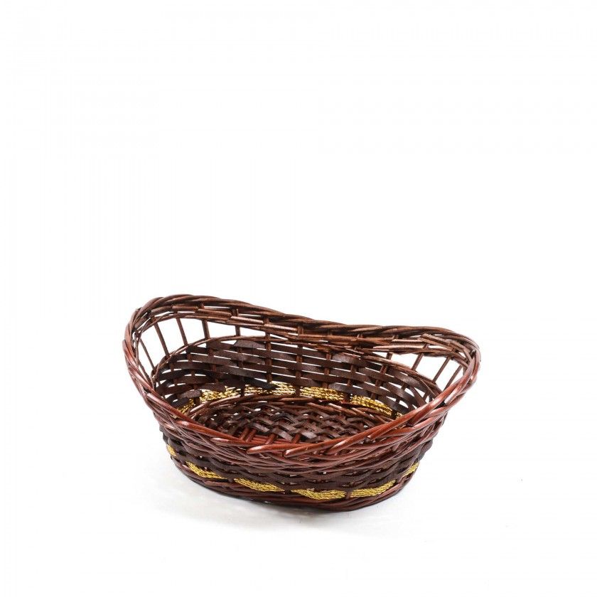 Cesta Mimbre Oval Castanho 38X28X16cm
