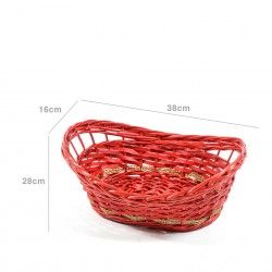 Cesta Mimbre Oval Vermelho 38X28X16cm