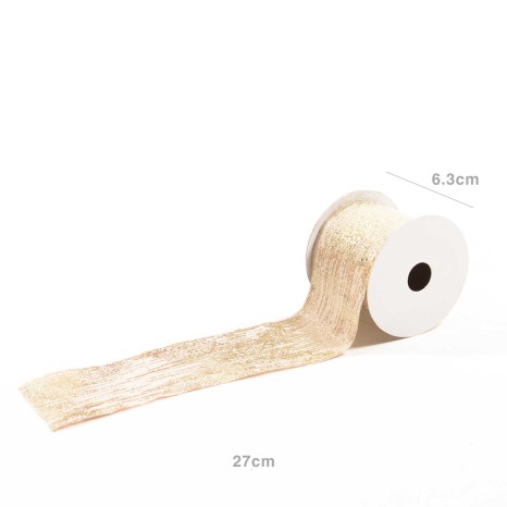 Rolo Fita Natal Brilhante Bege 10mX6.3cm - Image product