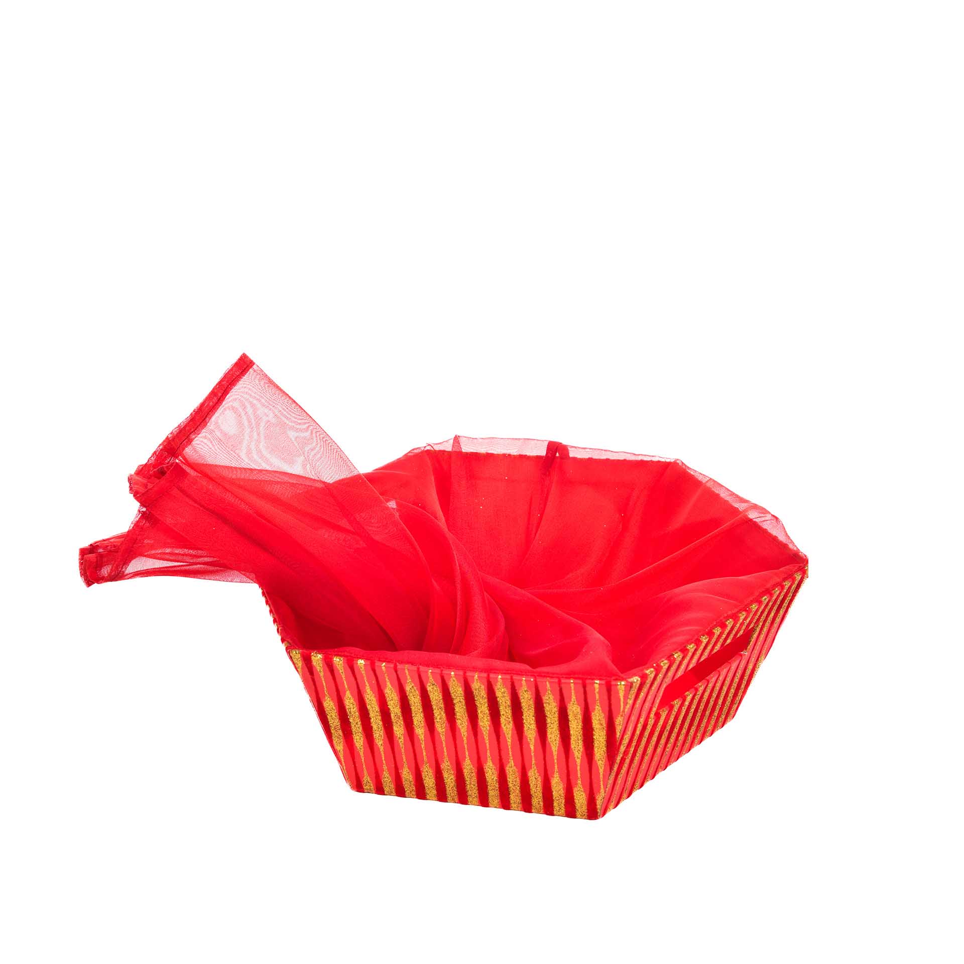 Cesta Natal com Bolsa Tule 37.5X32.5X12cm