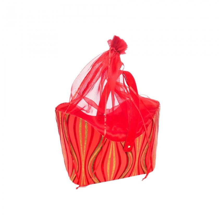 Cesta Natal com Bolsa Tule 43X29X27cm Cesta Natal com Bolsa Tule 43X29X27cm