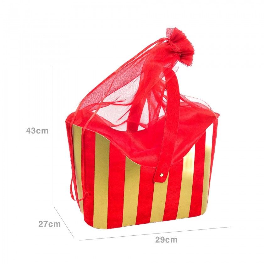 Cesta Natal com Bolsa Tule 43X29X27cm Cesta Natal com Bolsa Tule 43X29X27cm