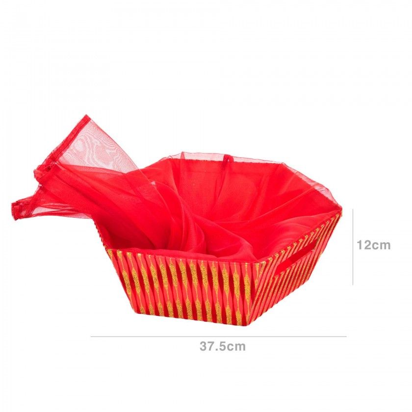 Cesta Natal com Bolsa Tule 37.5X32.5X12cm Cesta Natal com Bolsa Tule 37.5X32.5X12cm