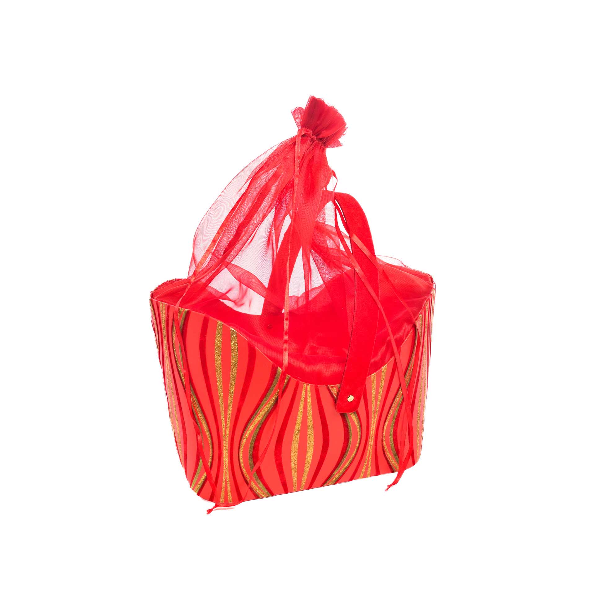 Cesta Natal com Bolsa Tule 43X29X27cm