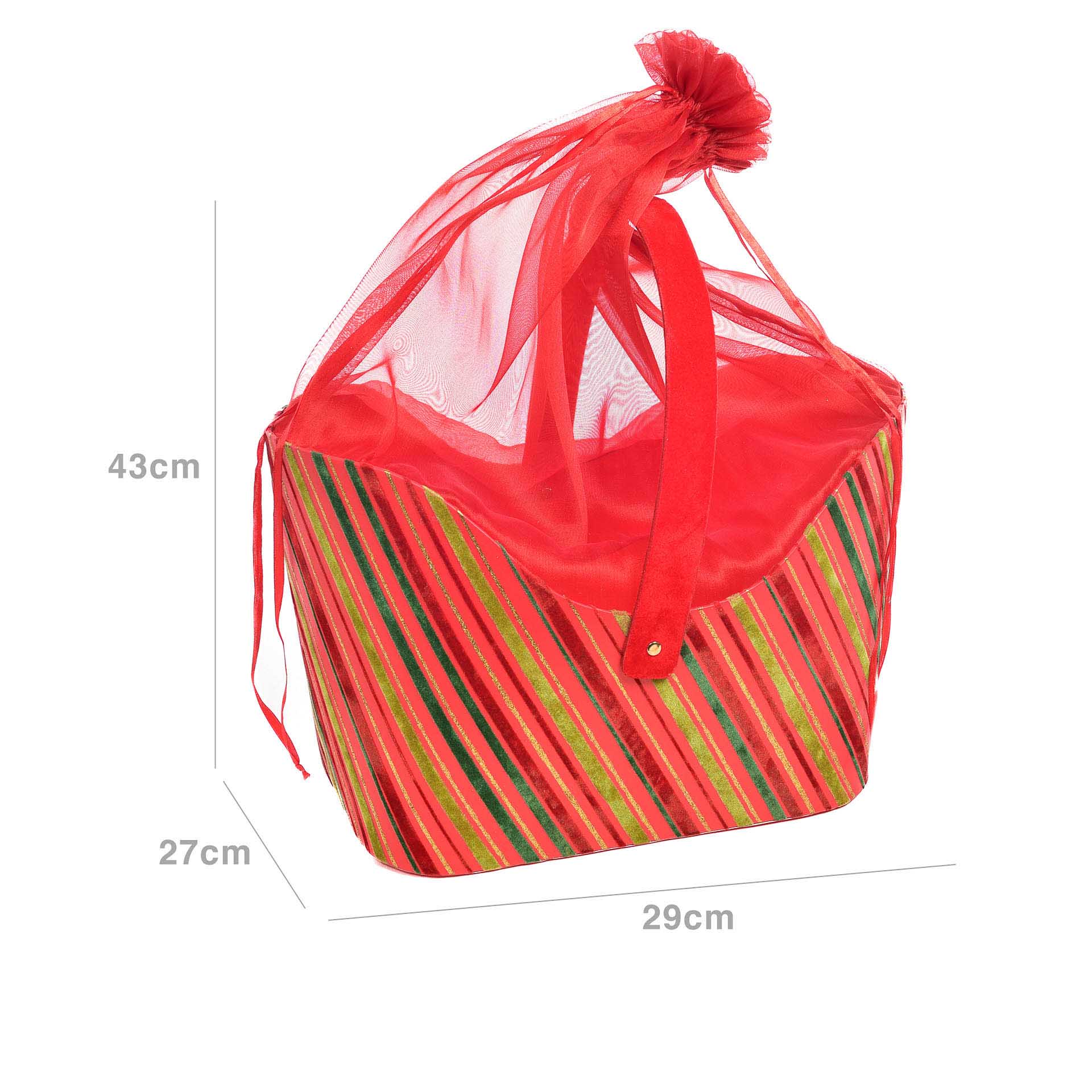 Cesta Natal com Bolsa Tule 43X29X27cm