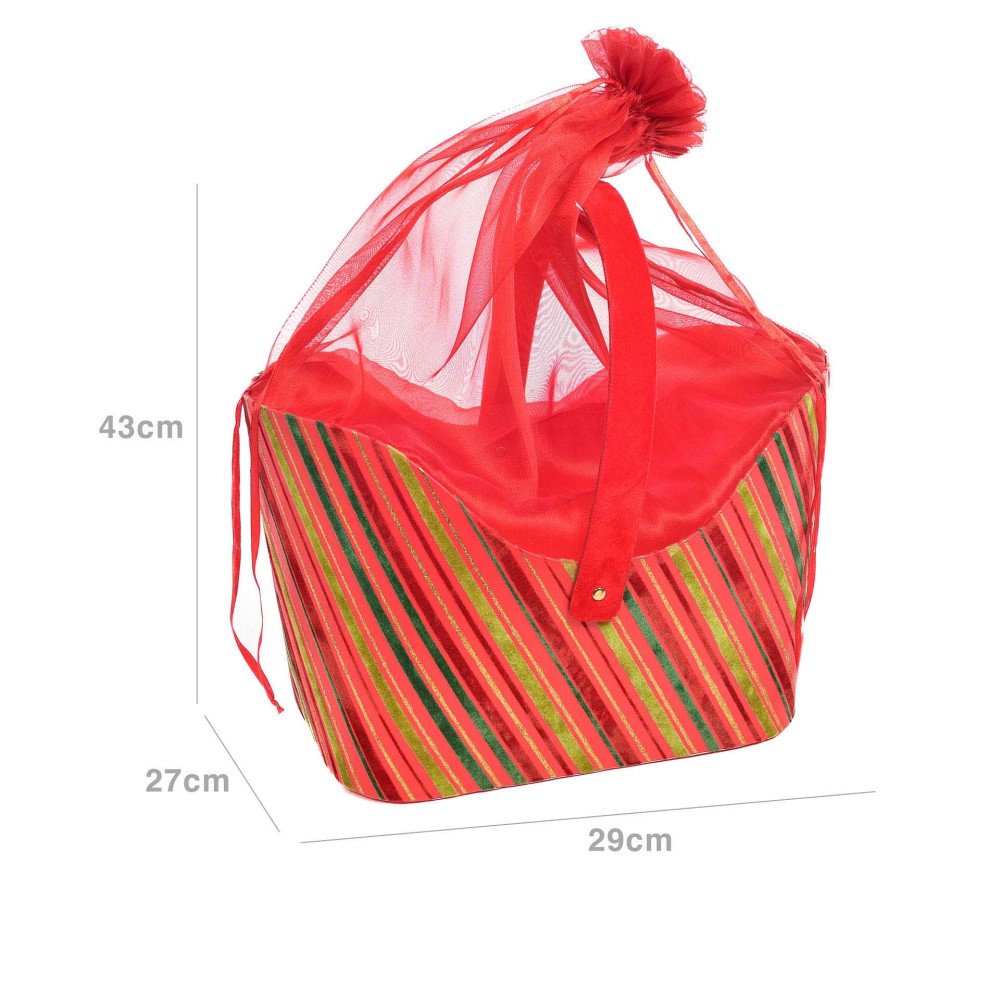 Cesta Natal com Bolsa Tule 43X29X27cm
