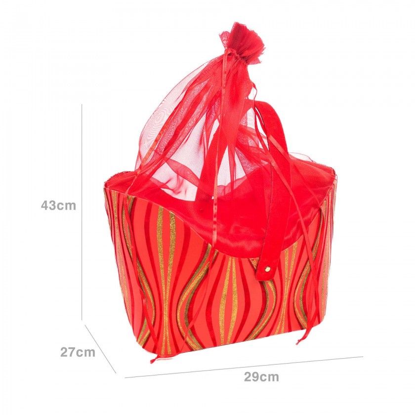 Cesta Natal com Bolsa Tule 43X29X27cm Cesta Natal com Bolsa Tule 43X29X27cm
