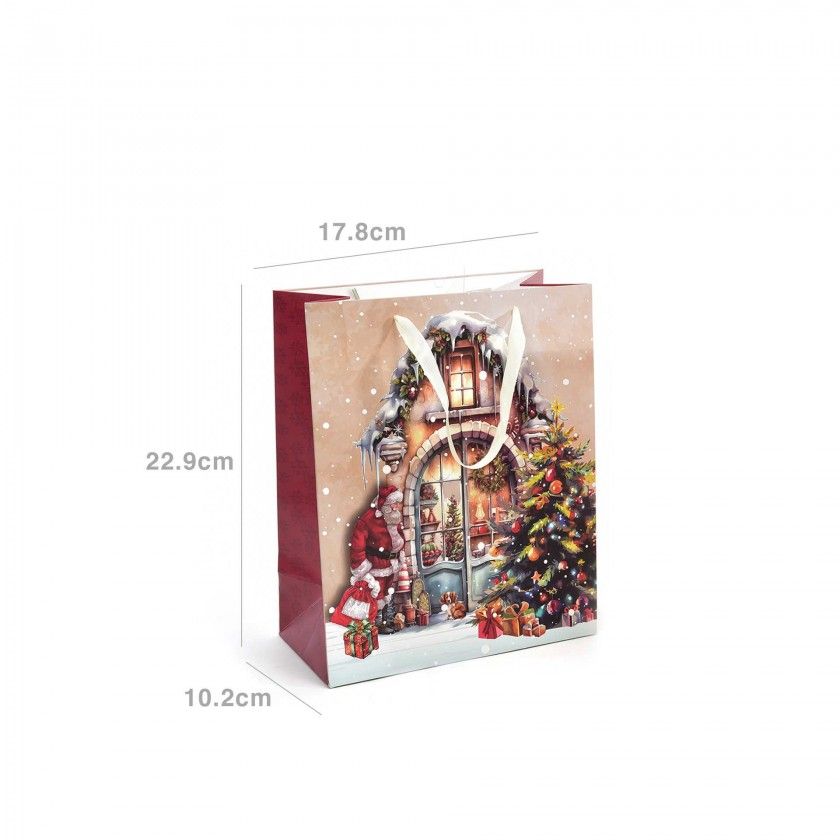 Saco Papel Natal Casa Natal 17.8X10.2X22.9cm Saco Papel Natal Casa Natal 17.8X10.2X22.9cm