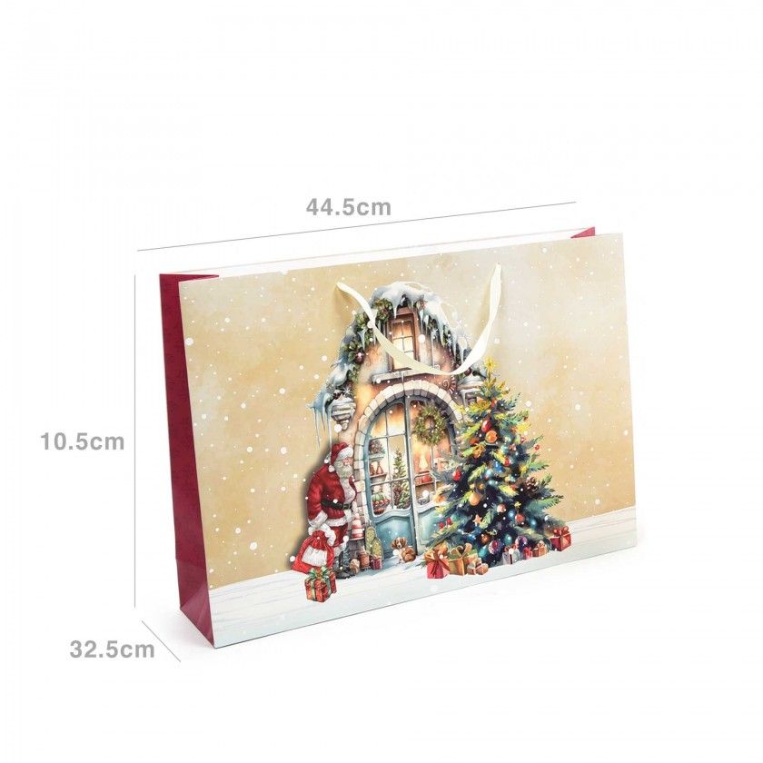 Saco Papel Natal Casa Natal 44.5X10.5X32.5cm Saco Papel Natal Casa Natal 44.5X10.5X32.5cm