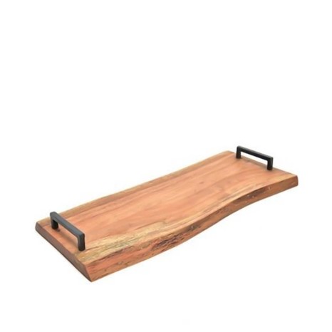 T�bua Cortar / Servir Madeira Natural com Asas Ferro 55X22X4.5cm - Image product