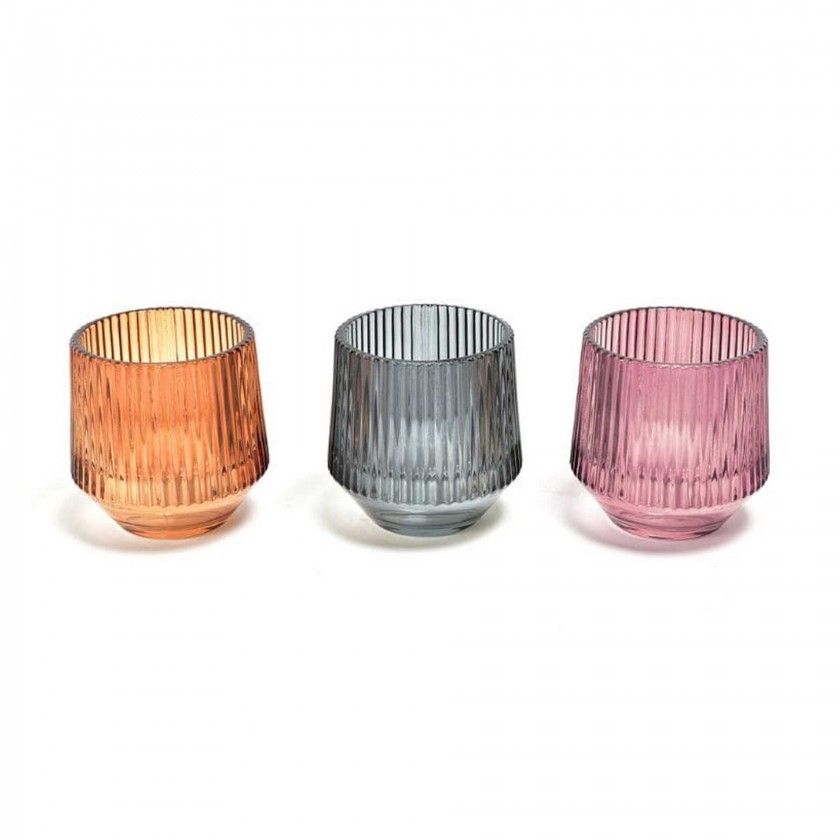 Porta Velas Vidro Redondo Cores Sortidas 8X8cm Porta Velas Vidro Redondo Cores Sortidas 8X8cm