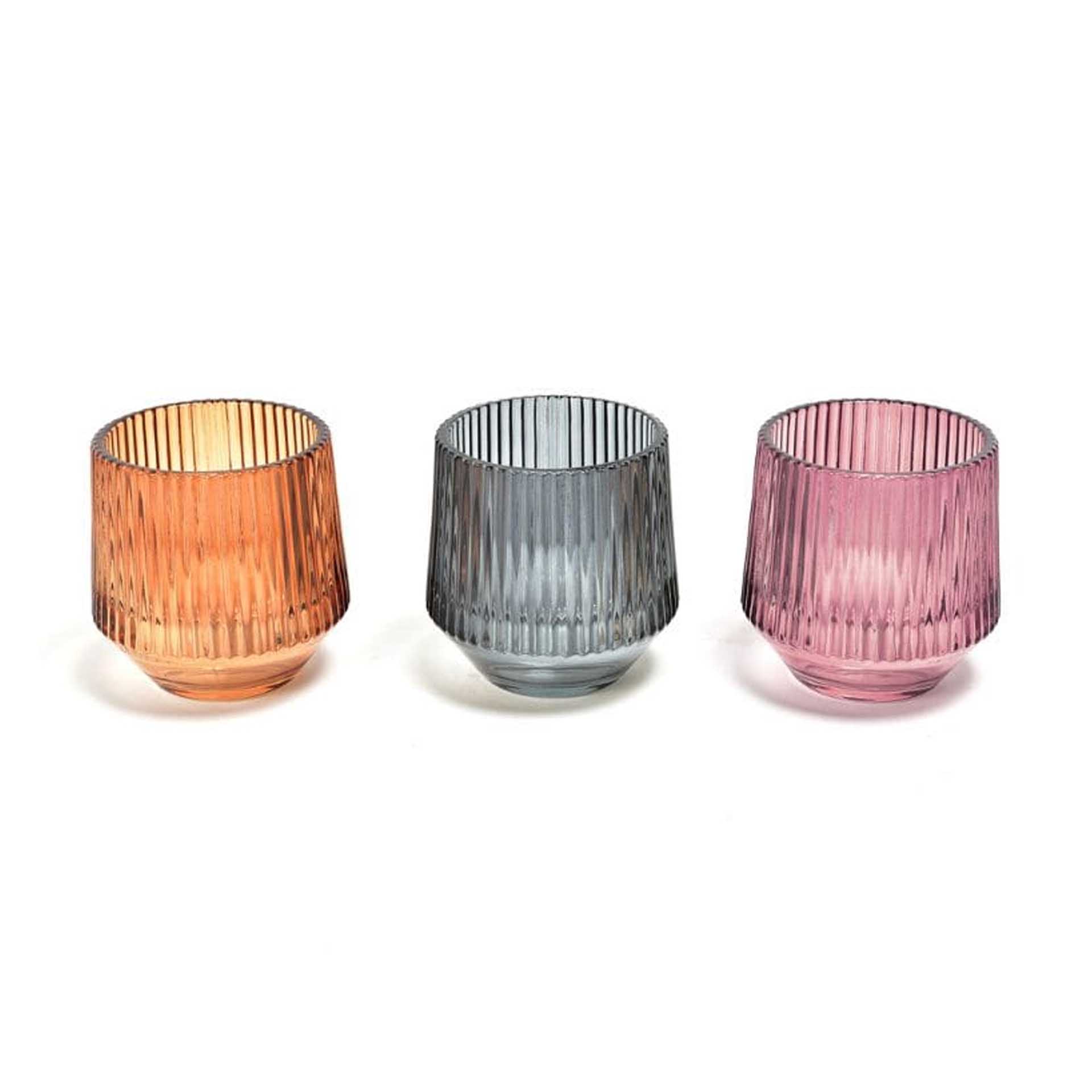 Porta Velas Vidro Redondo Cores Sortidas 8X8cm