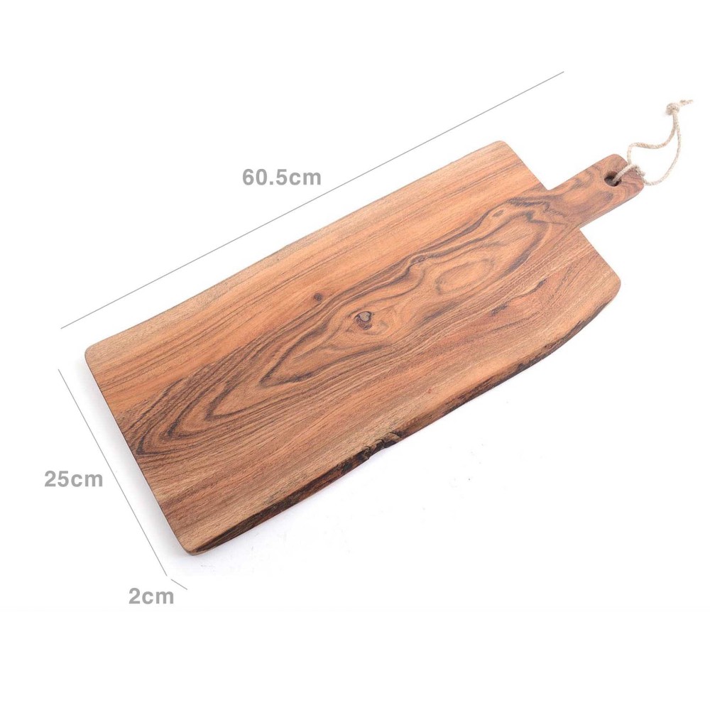 T�bua Cortar / Servir Madeira Natural com Pega 60.5X25X2cm