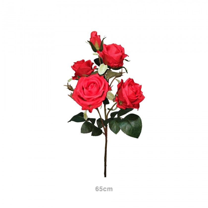 Haste Mini Rosas 4 Botes Vermelho 65cm
