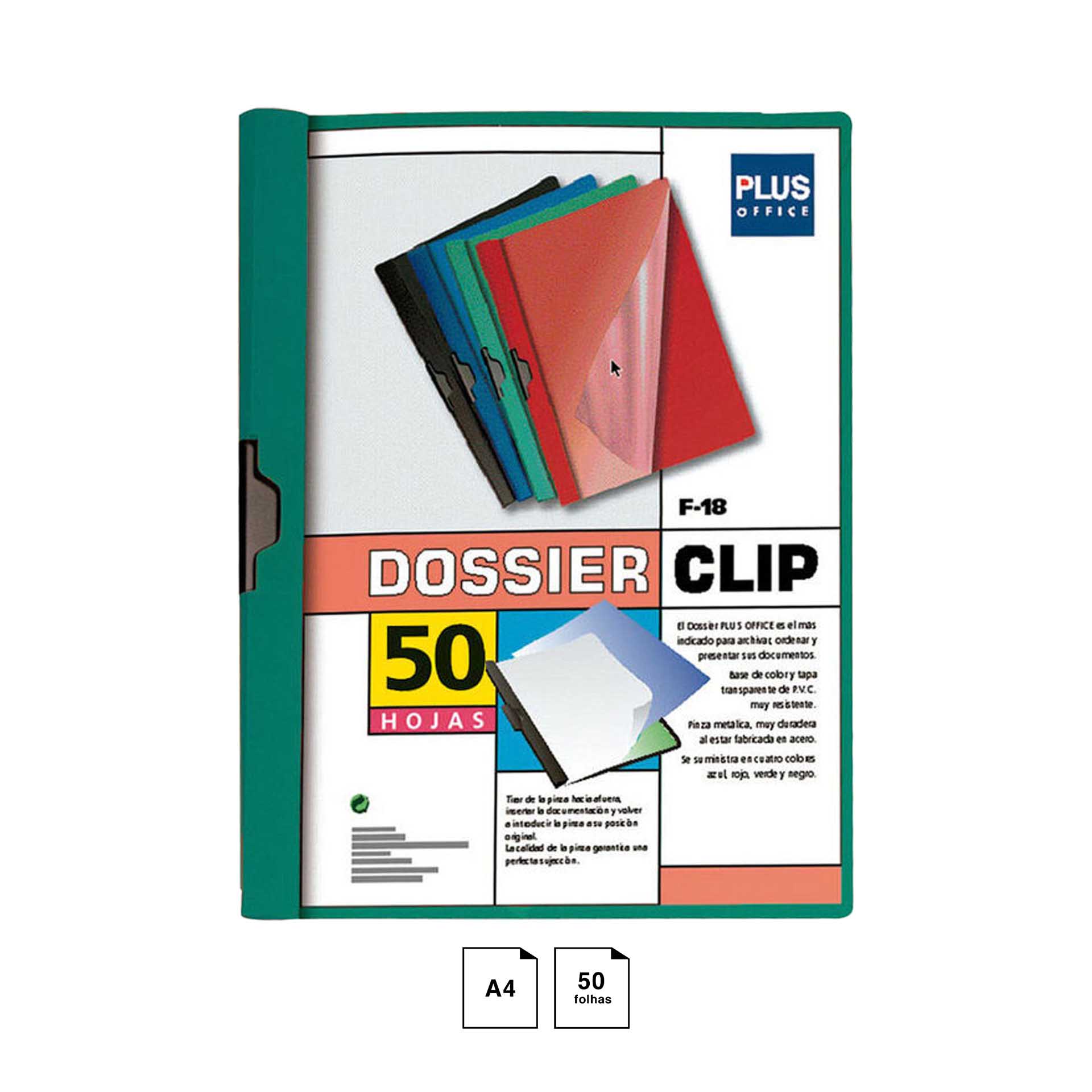Dossier Clip Metal Lateral Verde A4 50 Folhas 240X310mm