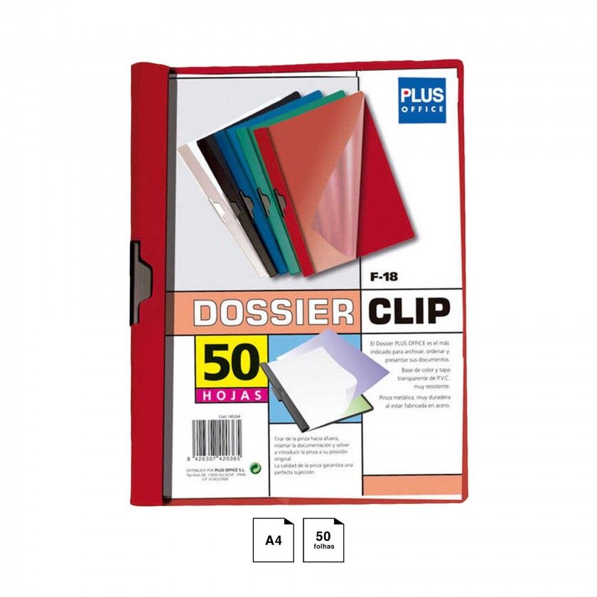 Dossier Clip Metal Lateral Vermelho A4 50 Folhas 240X310mm