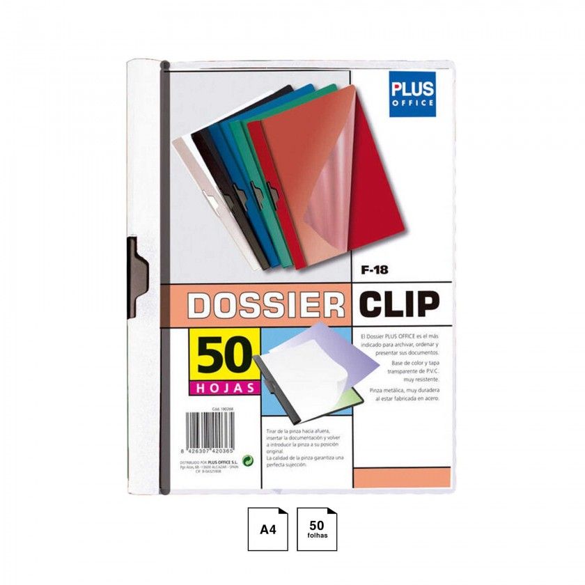 Dossier Clip Metal Lateral Branco A4 50 Folhas 240X310mm Dossier Clip Metal Lateral Branco A4 50 Folhas 240X310mm