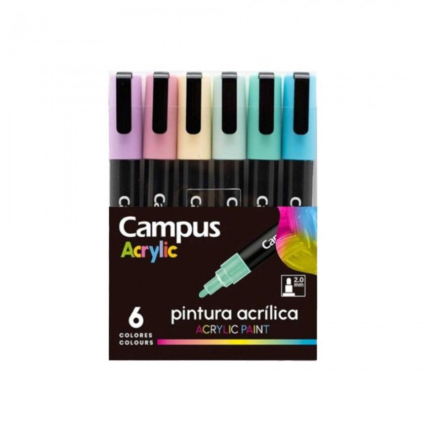 Marcador Tinta Acrílica Pastel 2mm 6 Cores Marcador Tinta Acrílica Pastel 2mm 6 Cores