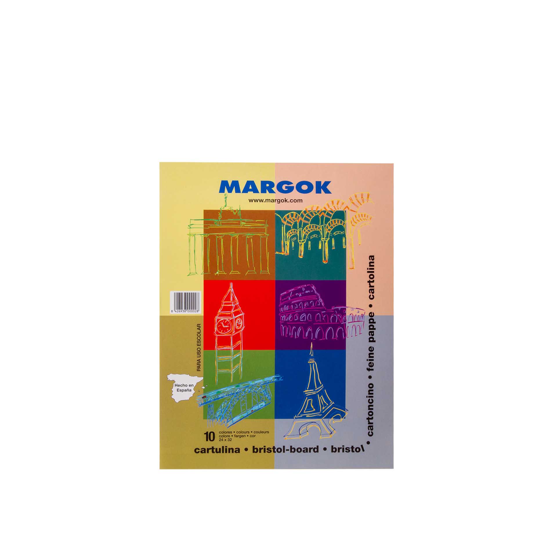 Bloco 10 Folhas Cartolina Cores Sortidas A4