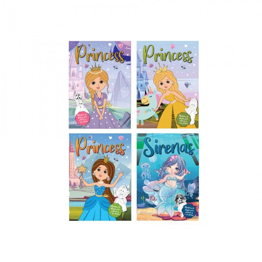 Livro Colorir com Autocolantes Princesas 21X29.7cm Livro Colorir com Autocolantes Princesas 21X29.7cm