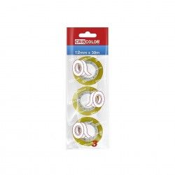 Rolo Fita Cola Transparente Amarelo 12mmx35m Pack 3