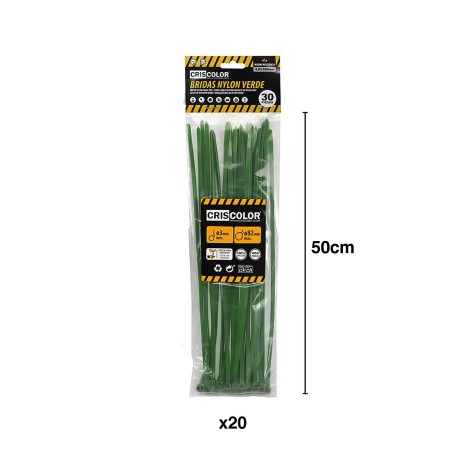 Abraçadeira Nylon Verde 7.2X500mm Pack 20 - Image product