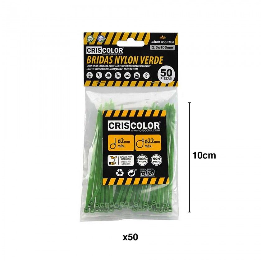 Abraçadeira Nylon Verde 2.5X100mm Pack 50 Abraçadeira Nylon Verde 2.5X100mm Pack 50