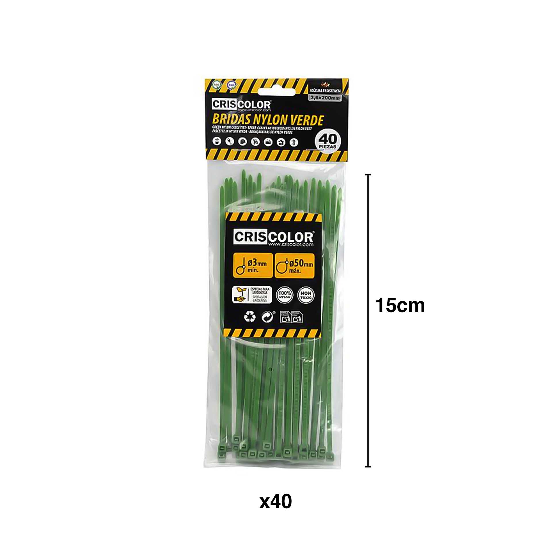 Abraçadeira Nylon Verde Pack 40