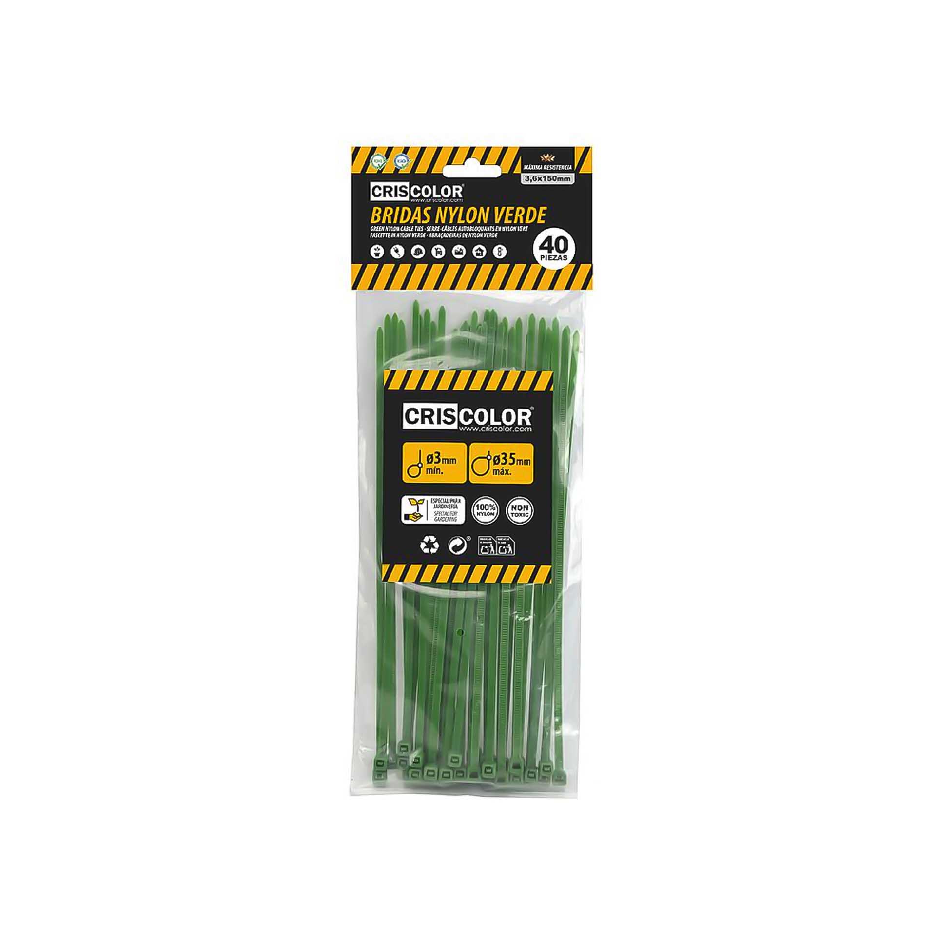 Abraçadeira Nylon Verde Pack 40