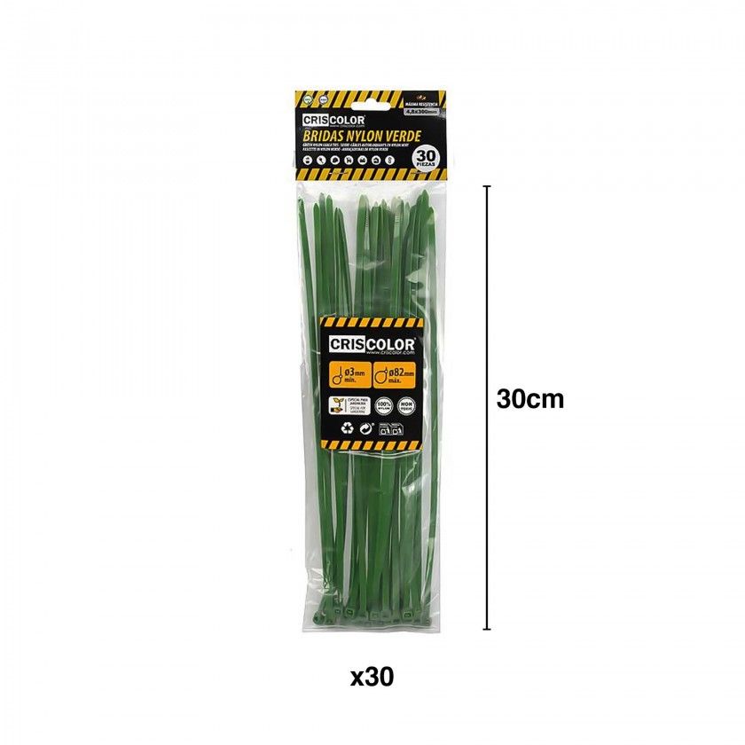 Abraçadeira Nylon Verde 4.8X300mm Pack 30 Abraçadeira Nylon Verde 4.8X300mm Pack 30