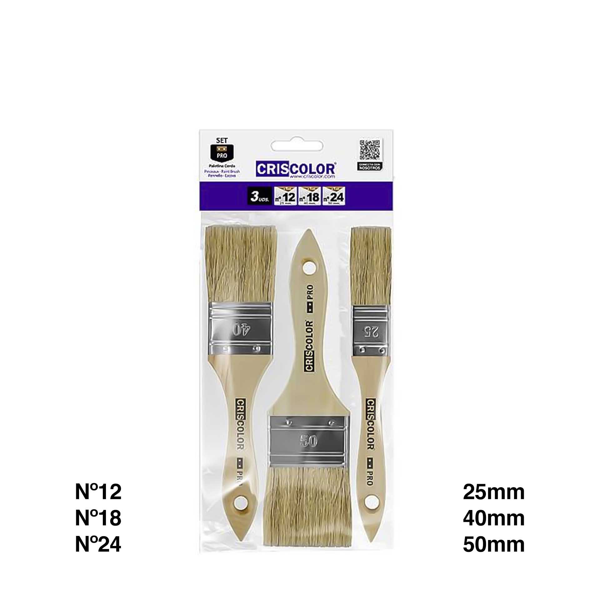 Pincel Madeira Pro 25-40-50mm Pack 3