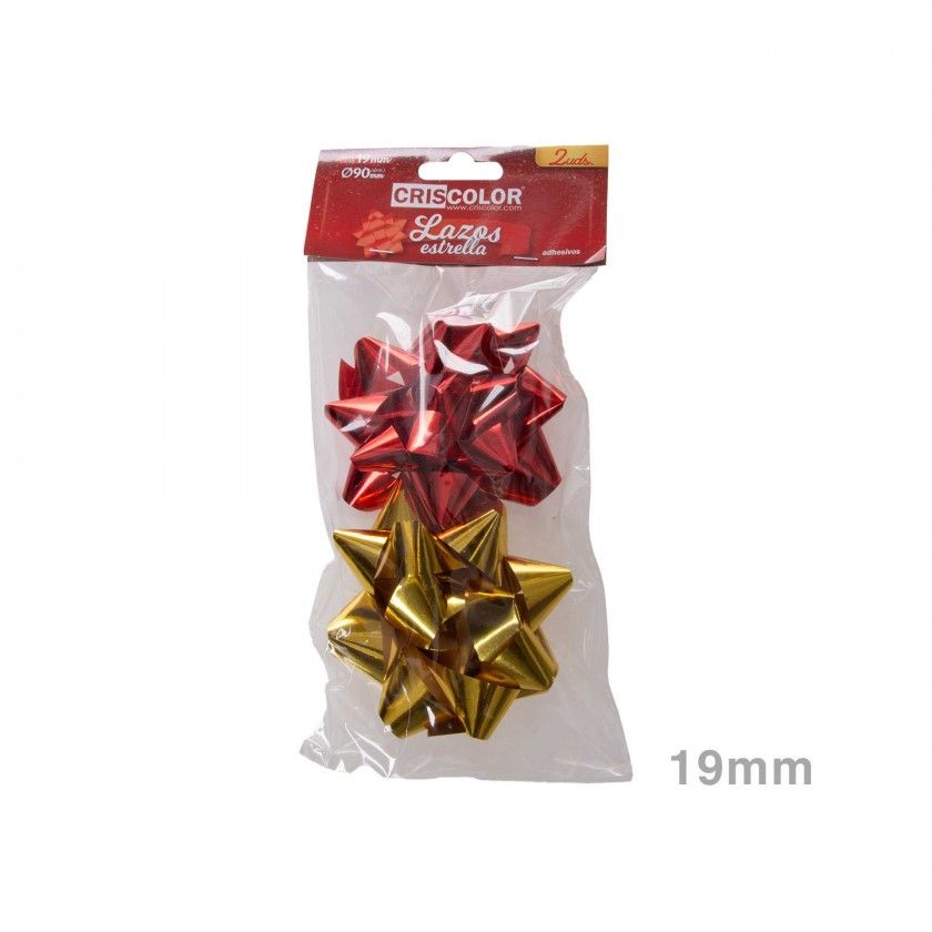 Laço Estrela Metal Vermelho / Ouro 19mm Pack 2 Laço Estrela Metal Vermelho / Ouro 19mm Pack 2