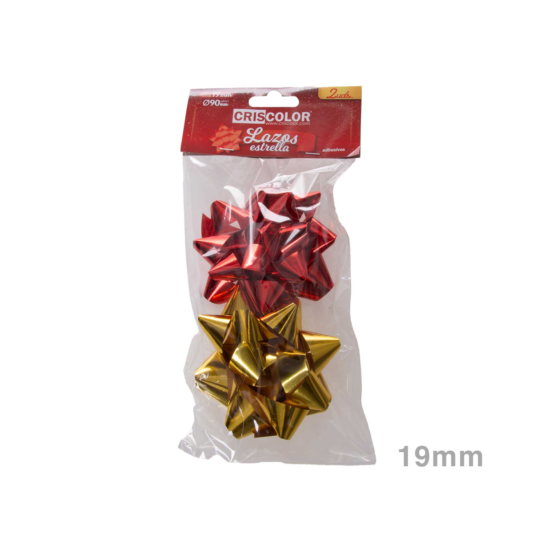 Laço Estrela Metal Vermelho / Ouro 19mm Pack 2