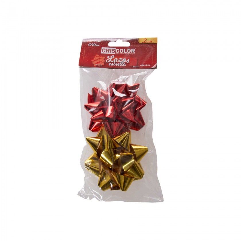 Laço Estrela Metal Vermelho / Ouro 19mm Pack 2 Laço Estrela Metal Vermelho / Ouro 19mm Pack 2