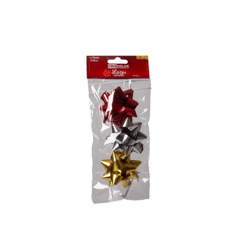 La�o Estrela Metal Vermelho / Ouro / Prata 14mm Pack 3